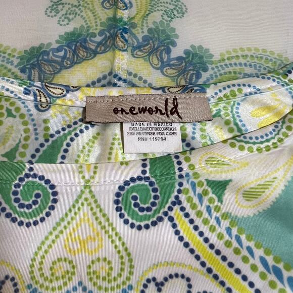 One World Chiffon Overlay Blouse w/ Tank Size 14/16 Paisley Boho Hippie Fairy - Picture 4 of 7